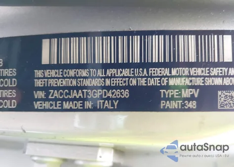 2016 Jeep Renegade Sport z USA, uszkodzony, nr VIN ZACCJAAT3GPD42636